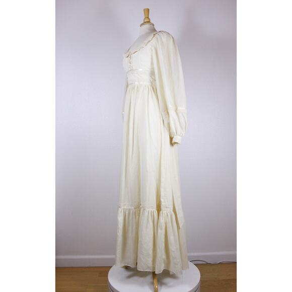 Vintage Gunne Sax Jessica Cream Lace Prairie Maxi Dress Wedding Cottagecore XS/S - Picture 9 of 14